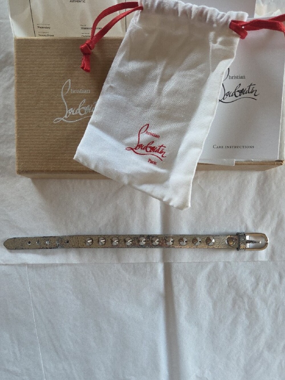 Christian Louboutin Silver Leather Spike Bracelet - Picture 10 of 14